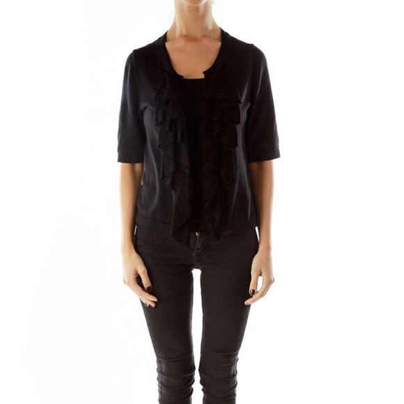 Banana Republic Sweaters - Banana Republic Black Ruffled Jacket